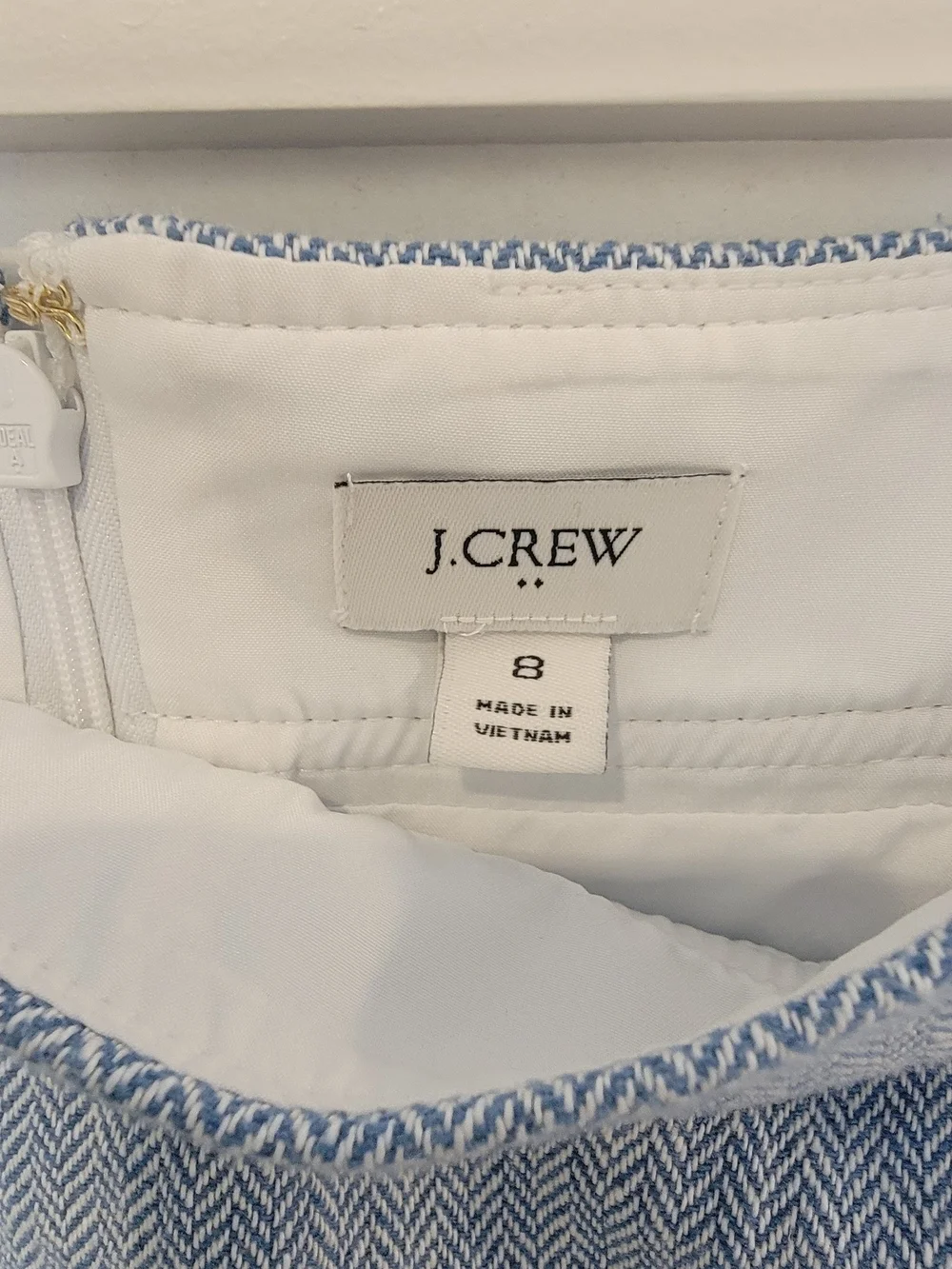 J. Crew Light Blue Mini Skirt with Subtle Herringbone